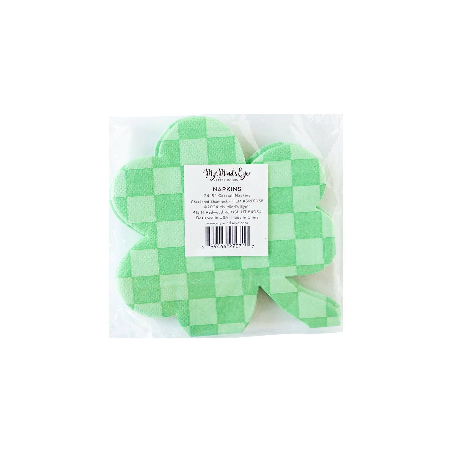 Checkered Shamrock Napkin 24ct