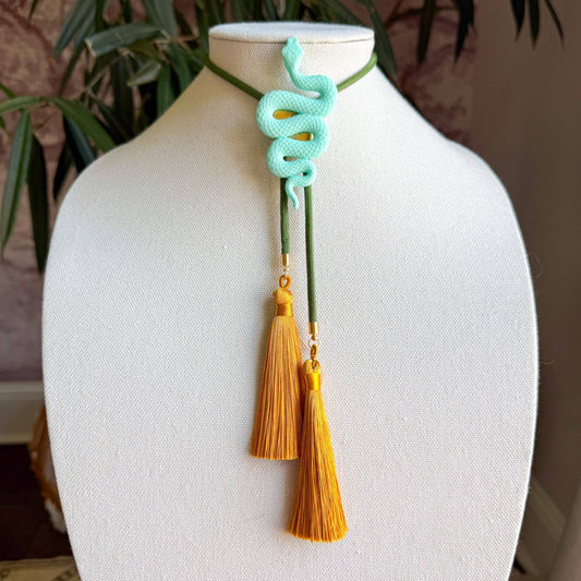 Snake Bolo Turquoise with Olive & Golden Yellow