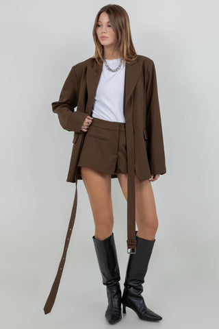 Meet Me in Manhattan Brown Woven Shorts