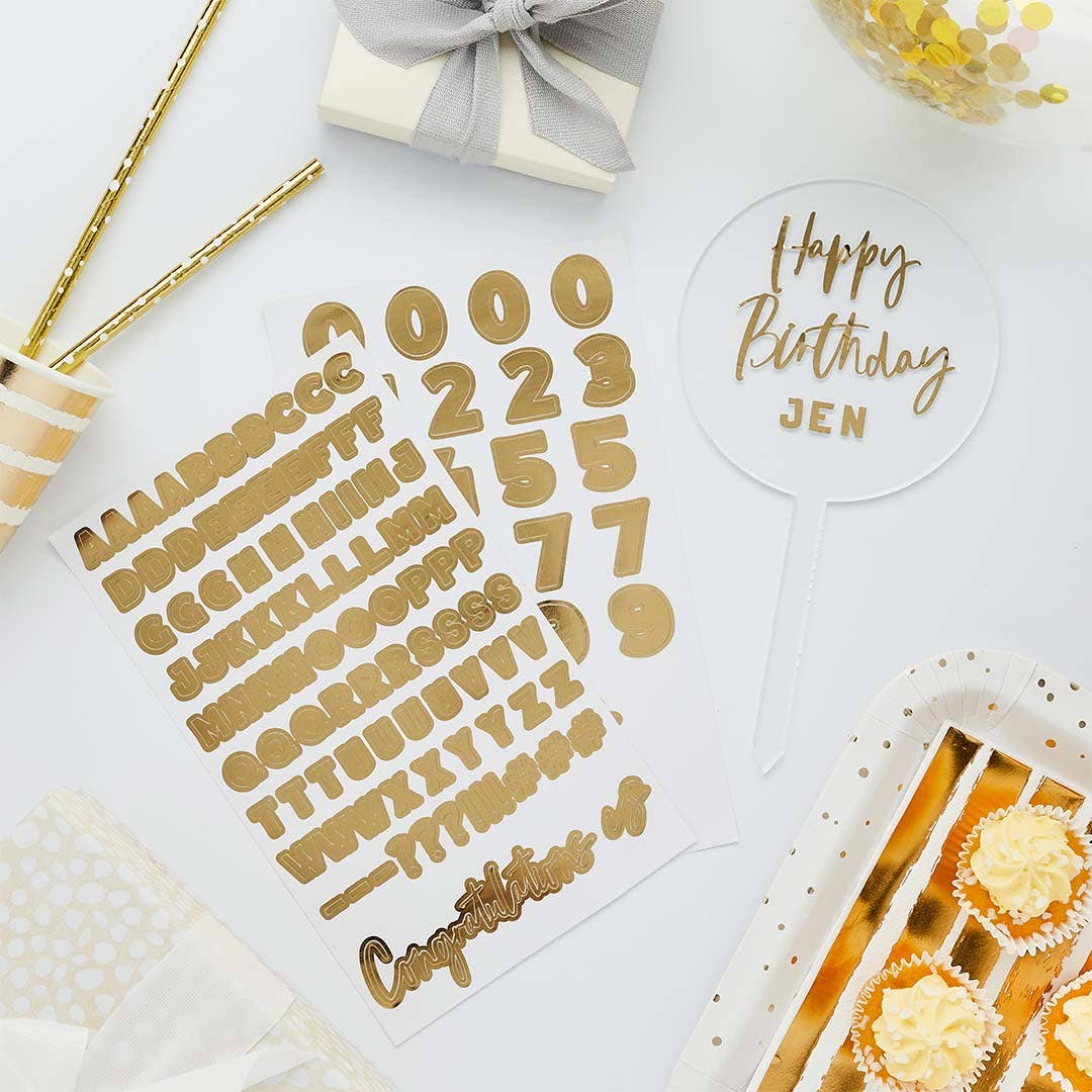 Custom Acrylic Cake Topper Gold Sticker Sheets