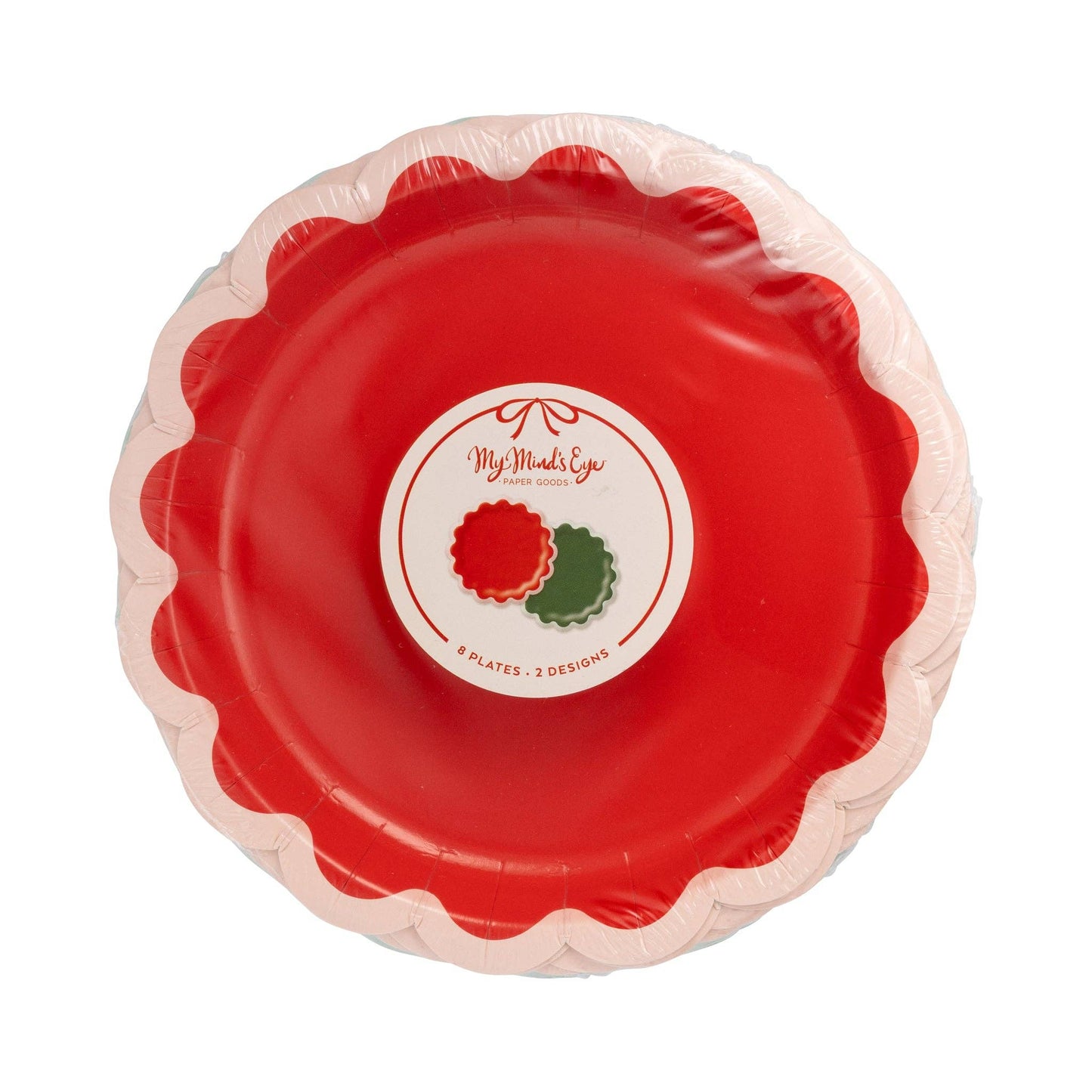 Red & Green Ric Rac Plates 8ct