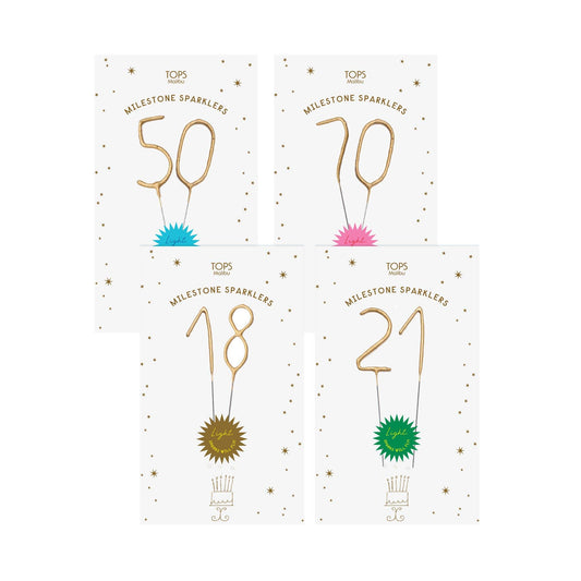 Mini Gold Milestone Number Sparkler Wands