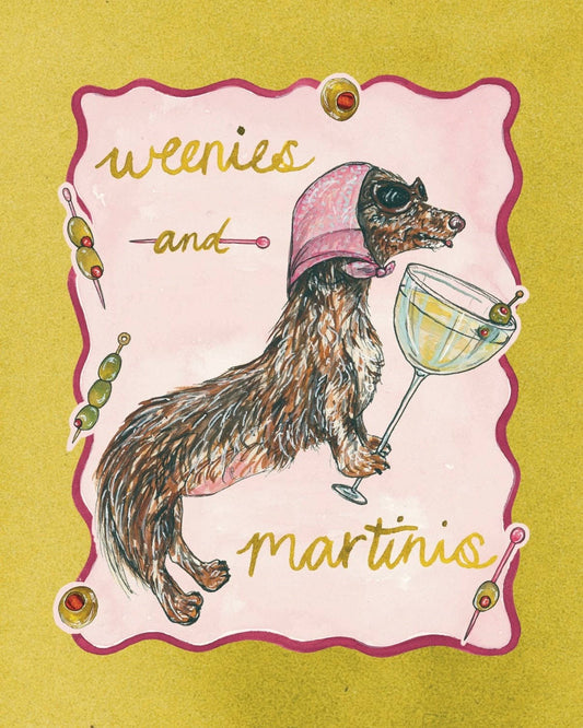 Dachshund Collection: Weenies and Martinis Fine Art Print: 5x7