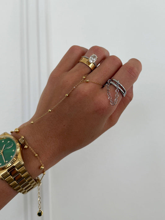 Marissa Interlocking Rings With Chain- Size 8 Silver