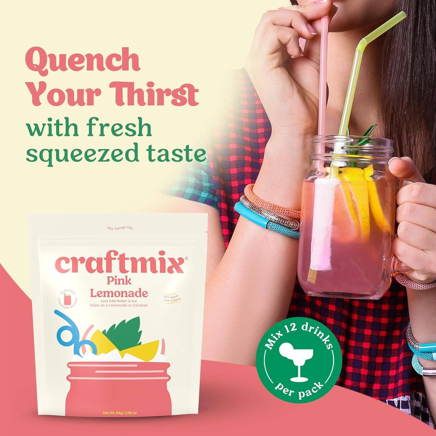 Pink Lemonade Beverage / Drink Mixer - 12 Serving Multipack