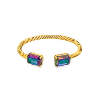 Charlotte Cuffs in Rectangle: Aqua Lemon