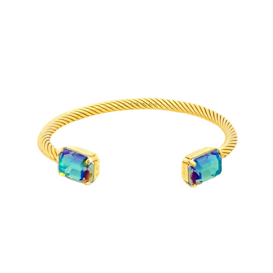 Charlotte Cuffs in Rectangle: Aqua Lemon