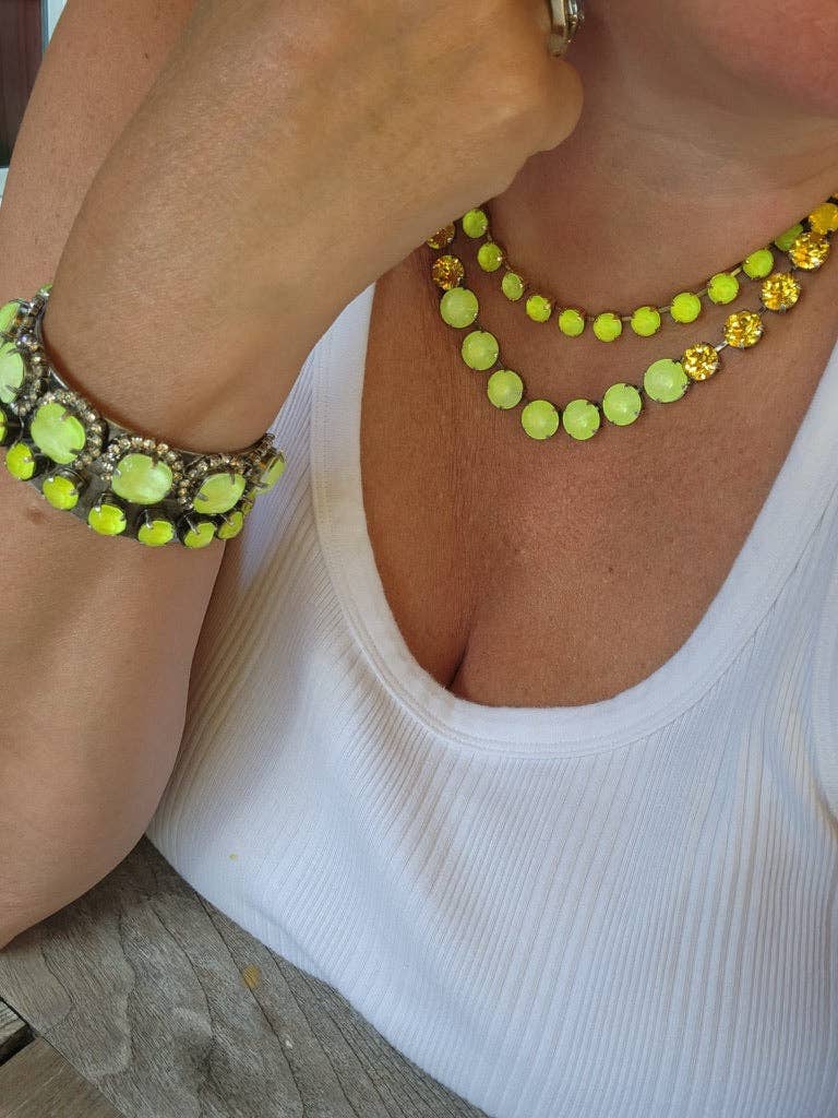 Oakland Antique Gold Neon Necklace- Blue