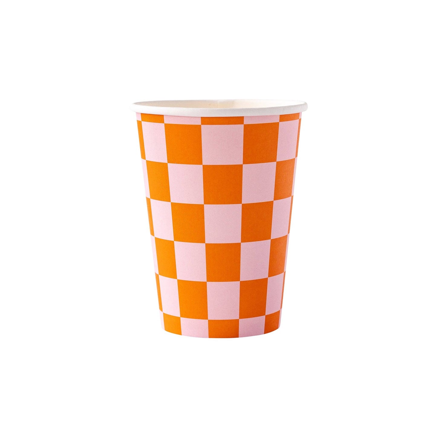 Checker Pink & Orange Party Cup 8ct