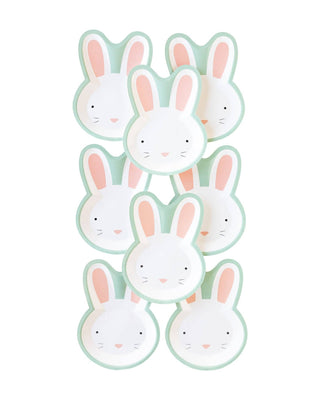 Blue Easter Bunny Shaped Plate 8ct