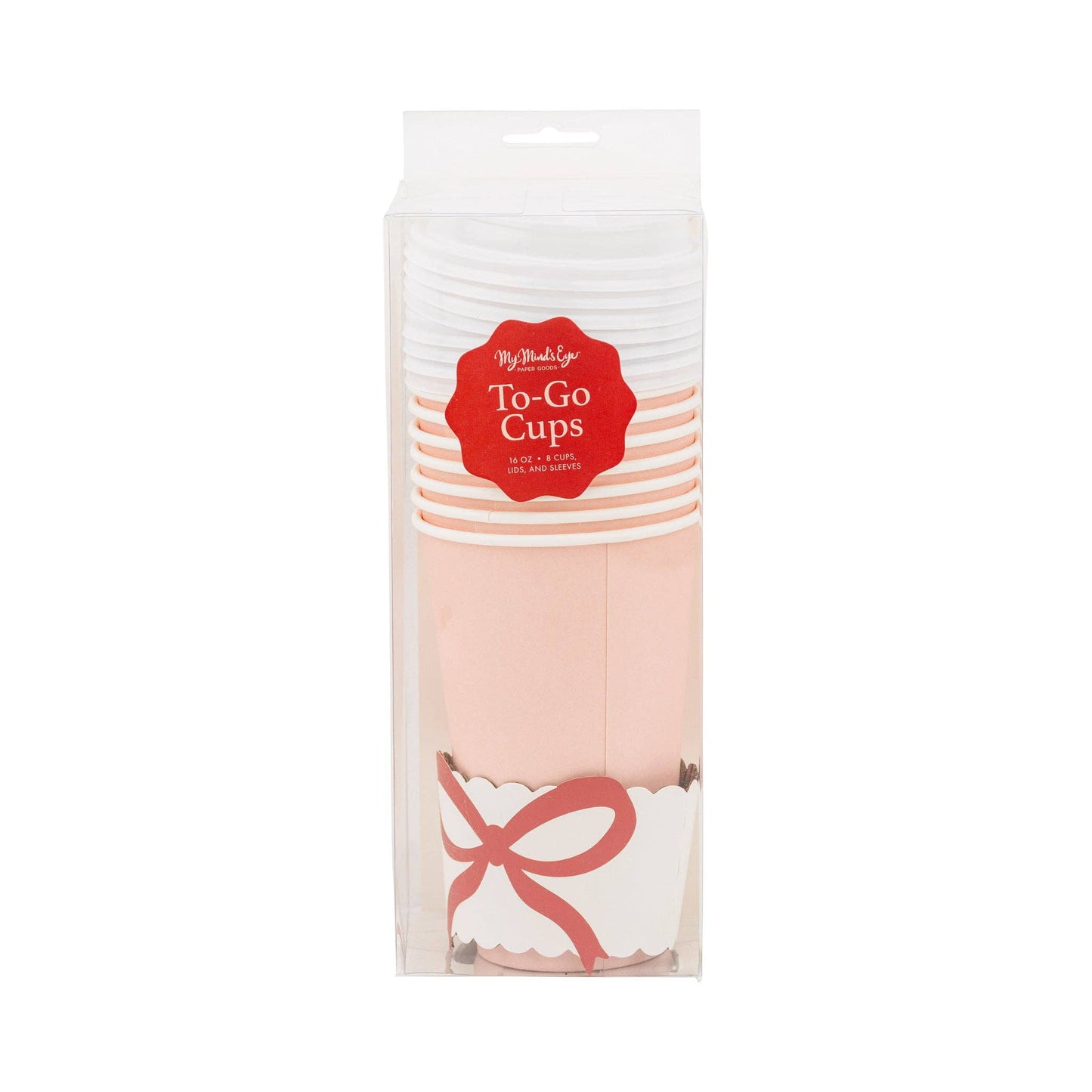 Red Bow on Pink To Go Cups 8ct