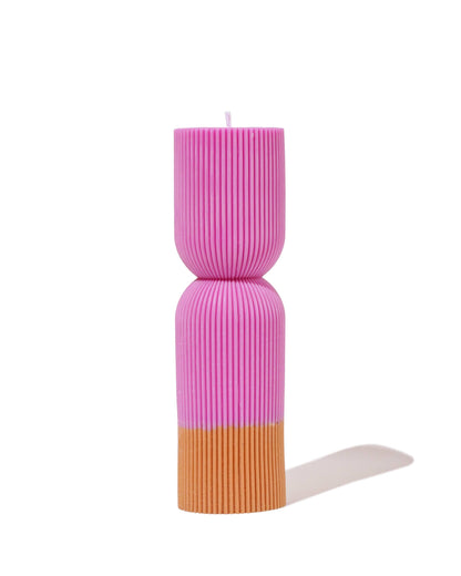 Color Block Pillar Candle - Fuchsia & Mustard