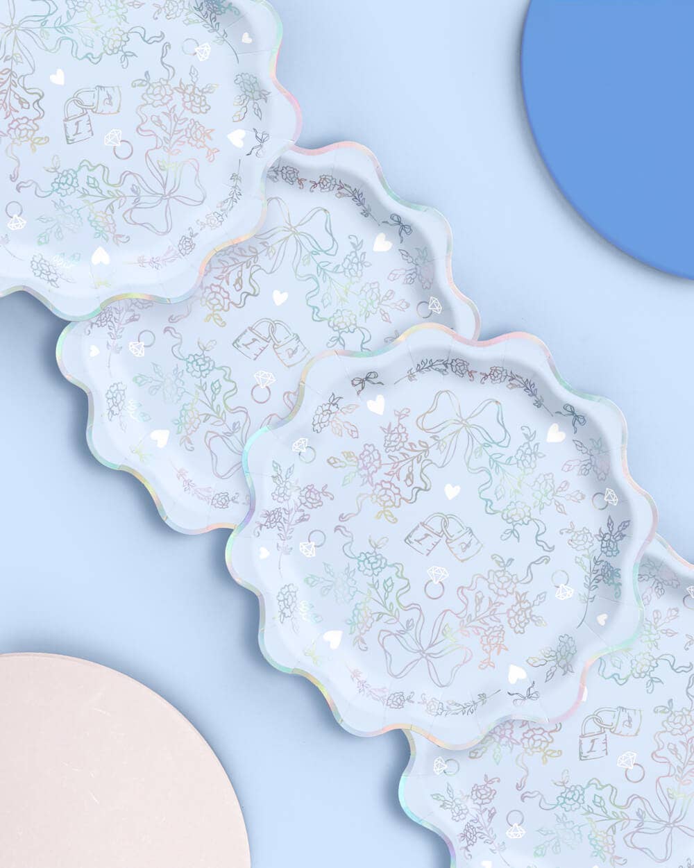 Something Blue Plates - 25 paper plates, bachelorette, bride