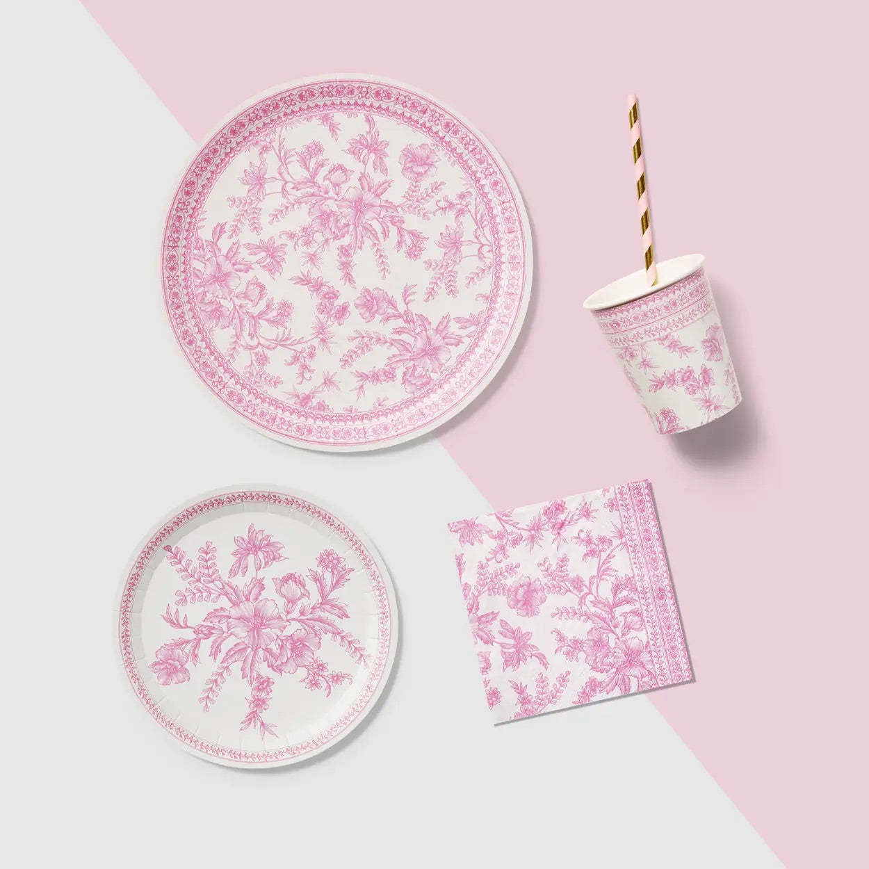 Pink Toile Cups- 10ct