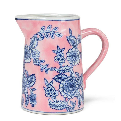 Small Floral Jug-7"H(22oz): Pink