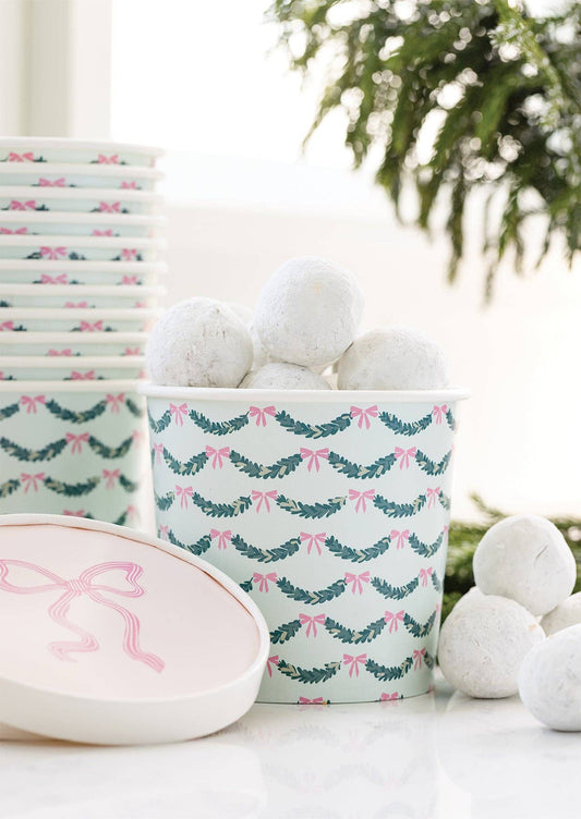 Pink Bow Garland Take Out Treat Cups 32 oz/6ct