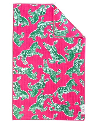 Pink + Green Zebras-Double-Sided Hand Towel 17x27 in