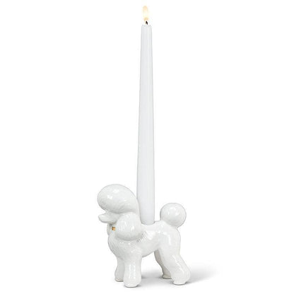 Poodle Taper Holder-White-4.5"L