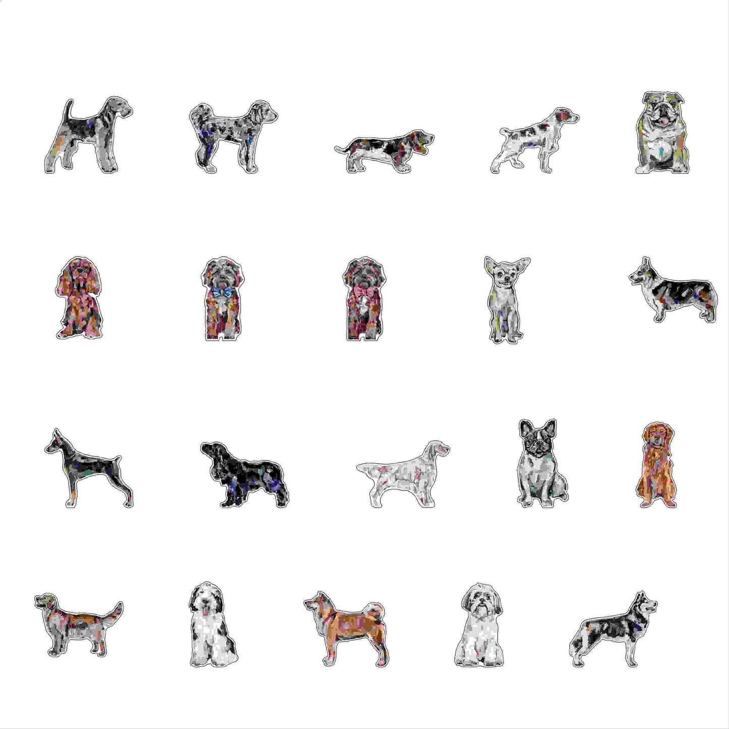Different Dog Breeds: Acrylic Magnets