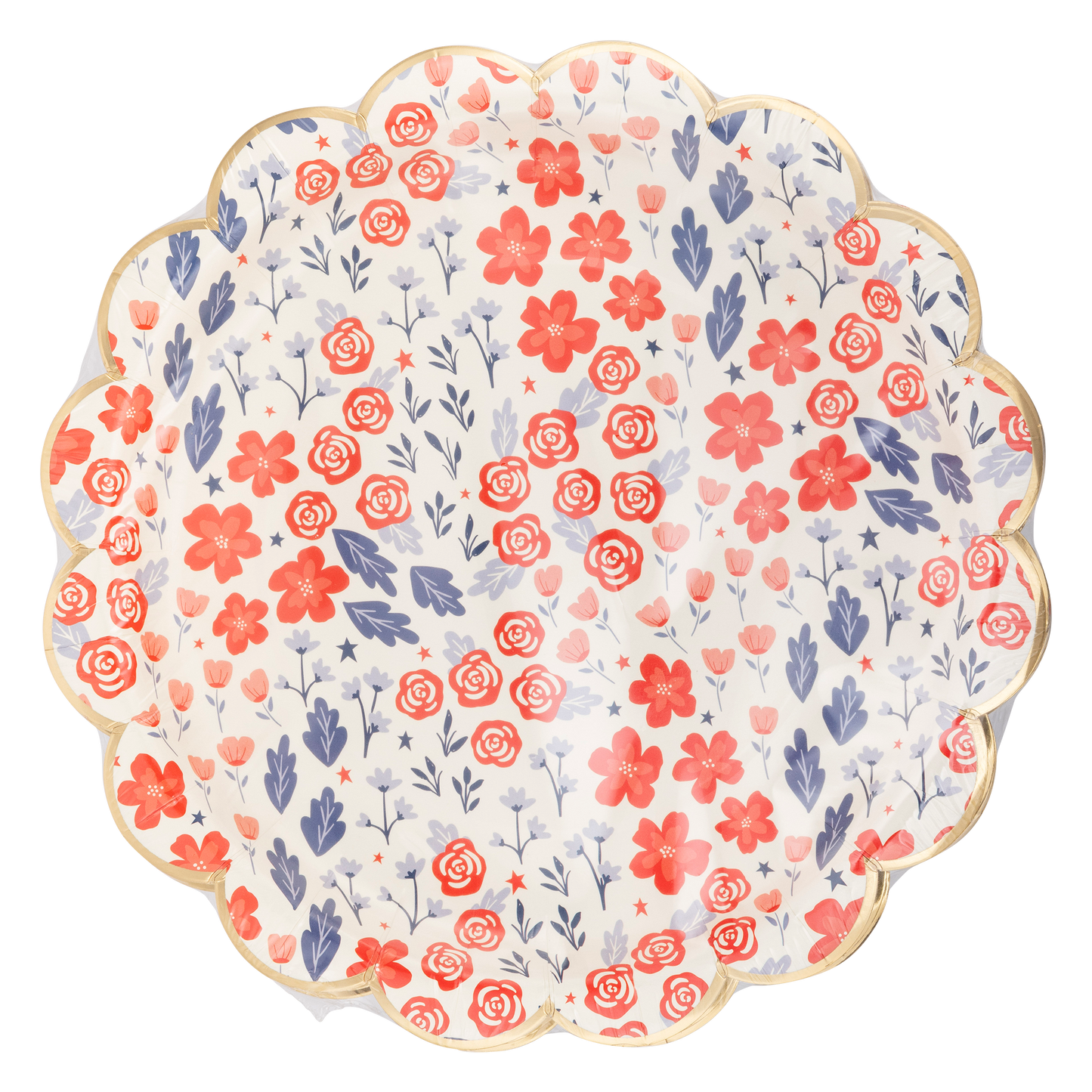 Red & Blue Floral Scatter Paper Plate 12ct