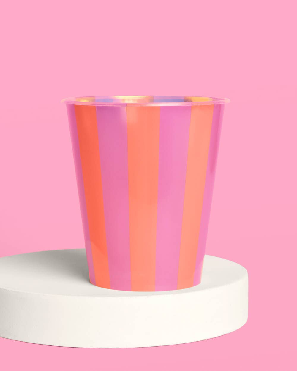 Pool Party Striped Cups Set of 16 | Pink Green Iridescent