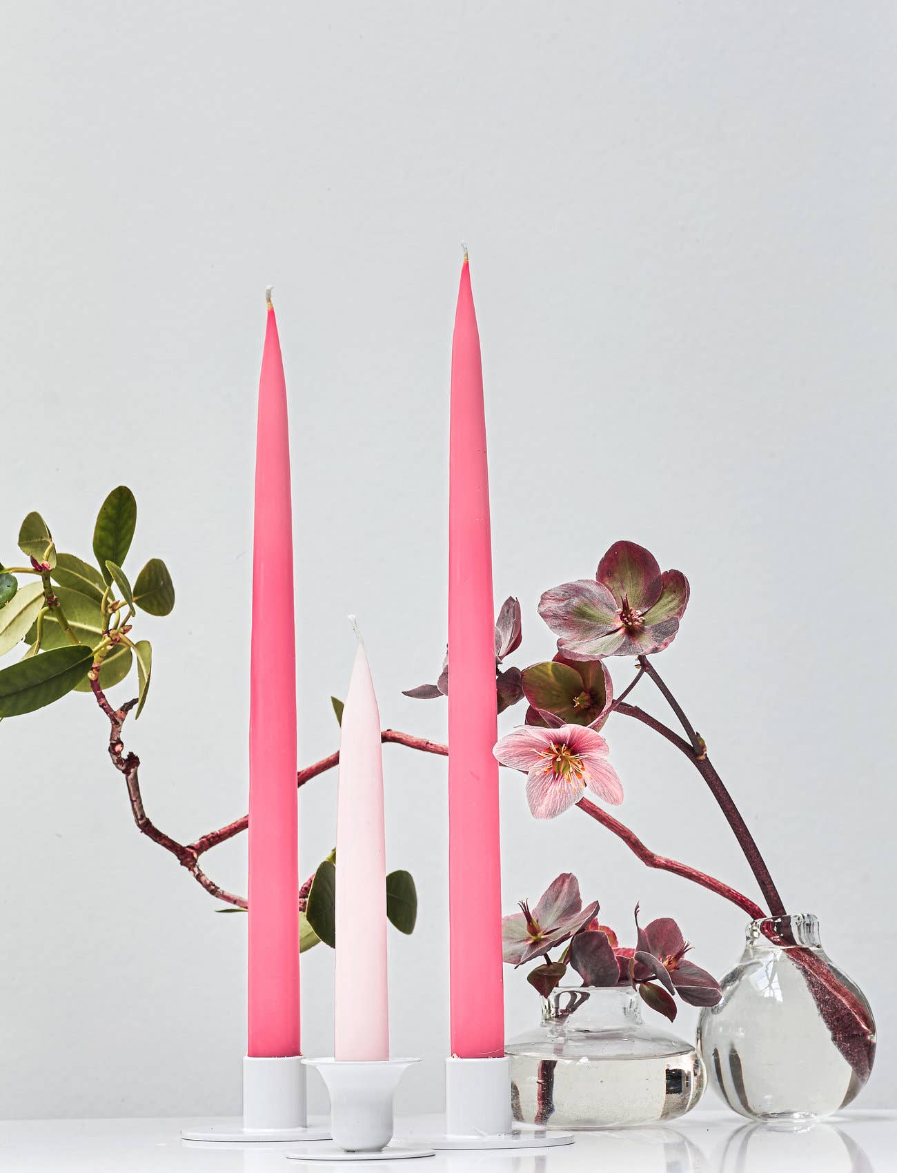Rose Pink Danish Taper Candle 12in