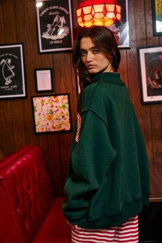 MERRY Embroidered Mock Neck Sweatshirt