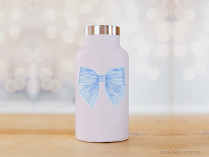Blue Striped Bow Vinyl Sticker