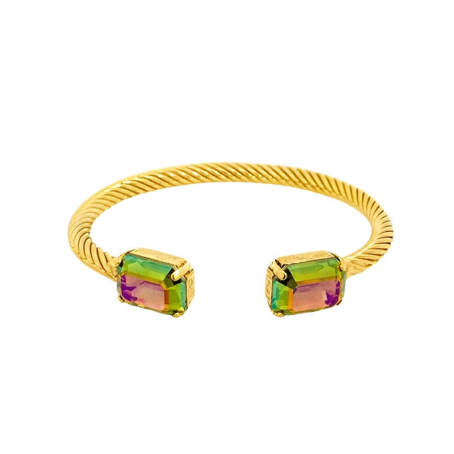 Charlotte Cuffs in Rectangle: Aqua Lemon