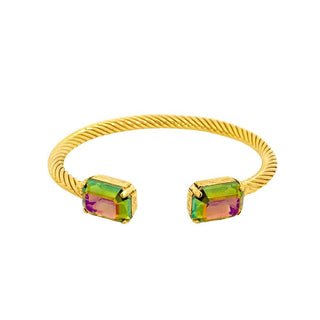 Charlotte Cuffs in Rectangle: Aqua Lemon