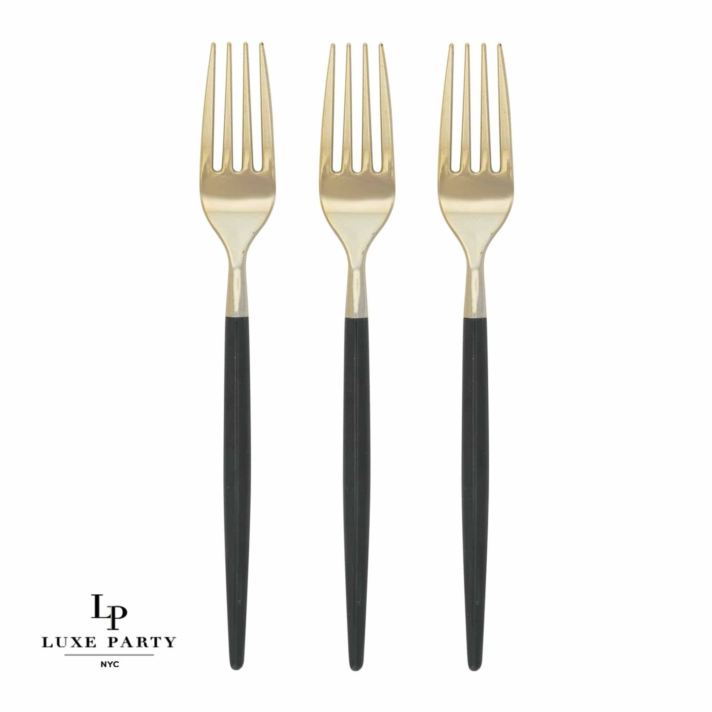 Chic Round Emerald and Gold Forks | 32 Pieces