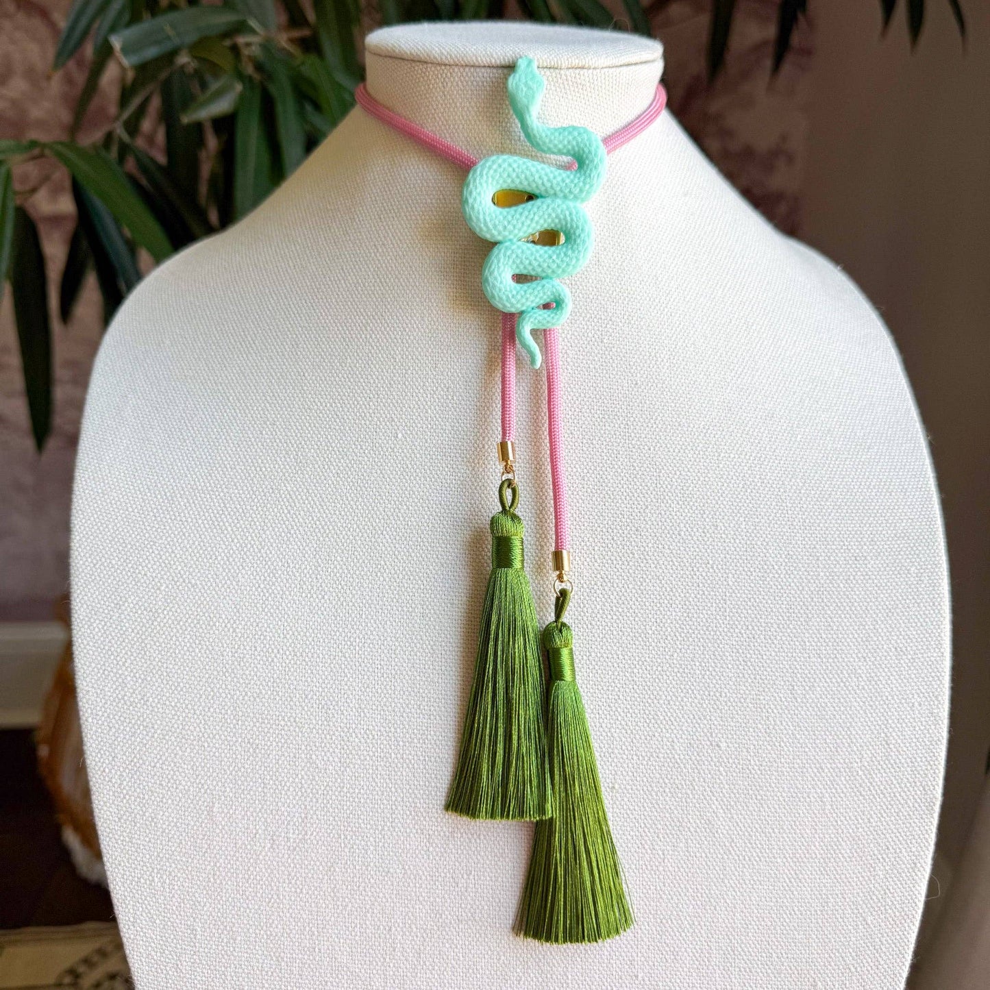 Snake Bolo Turquoise with Bubblegum Pink & Olive