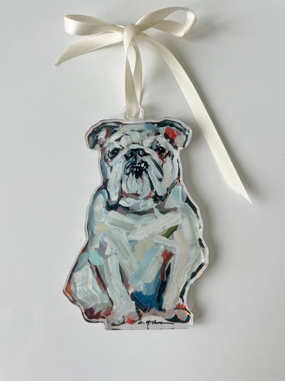 White Bulldog Acrylic Ornament