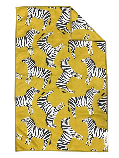 Chartreuse Zebras Double-Sided Hand Towel 17x27 in