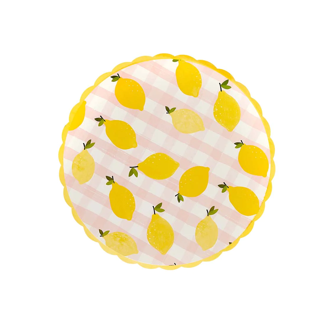 Lemon & Gingham Paper Plate 8 Pack