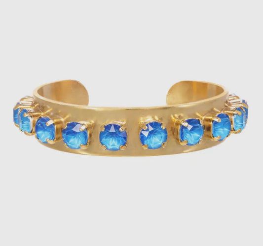 Nyon Antique Gold Cuff- Electric Blue