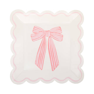 Large Pink Bows Plates 8ct