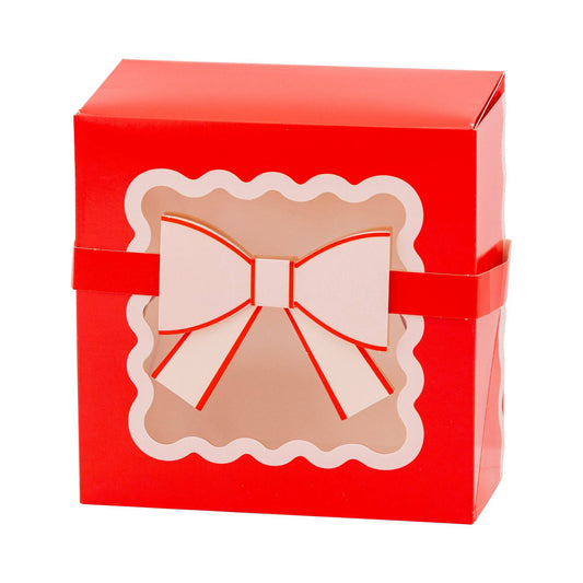 Red and Pink Cookie Box with bow 6ct