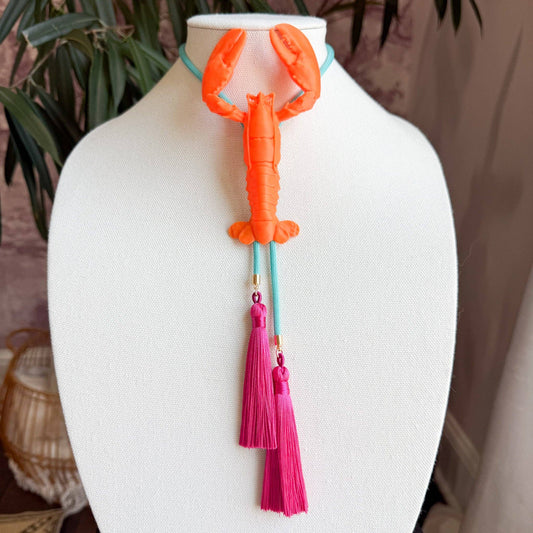 Crawfish Lobster Bolo Burnt Orange with Turquoise & Fuchsia