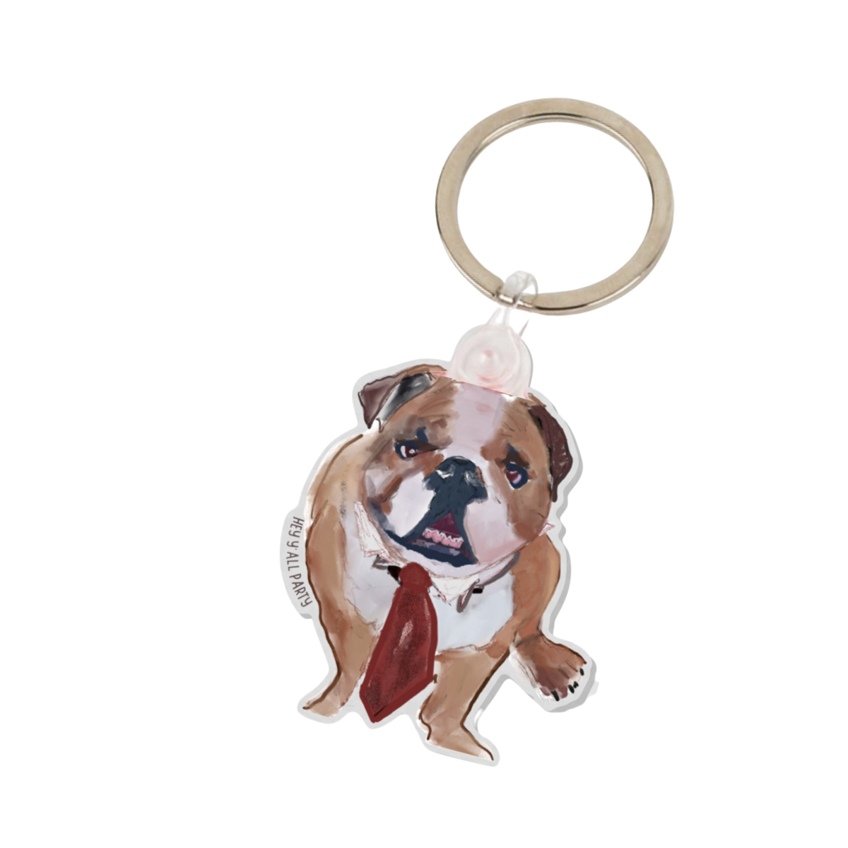 Bulldog Wearing NeckTie Acrylic Keychain