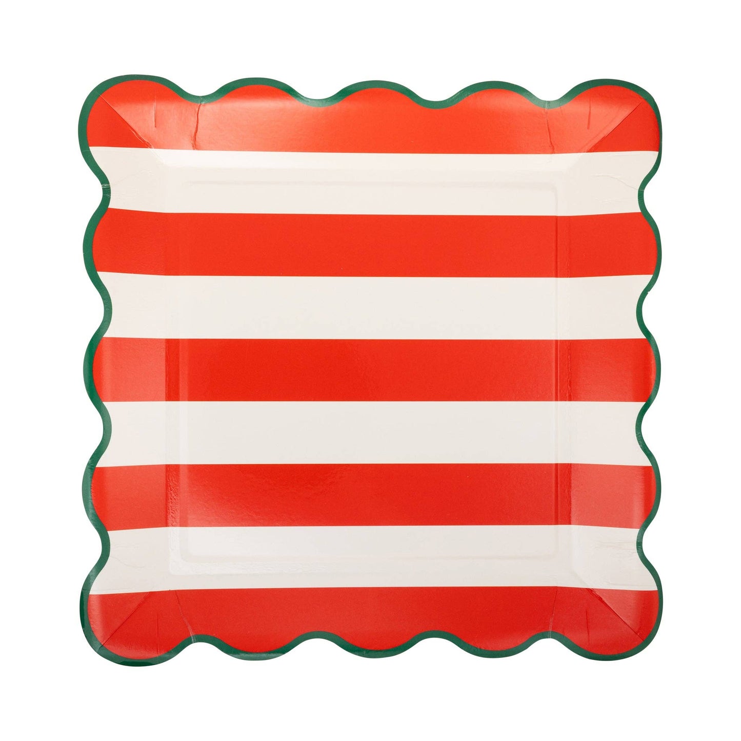 Red and Green Striped Plates 8ct