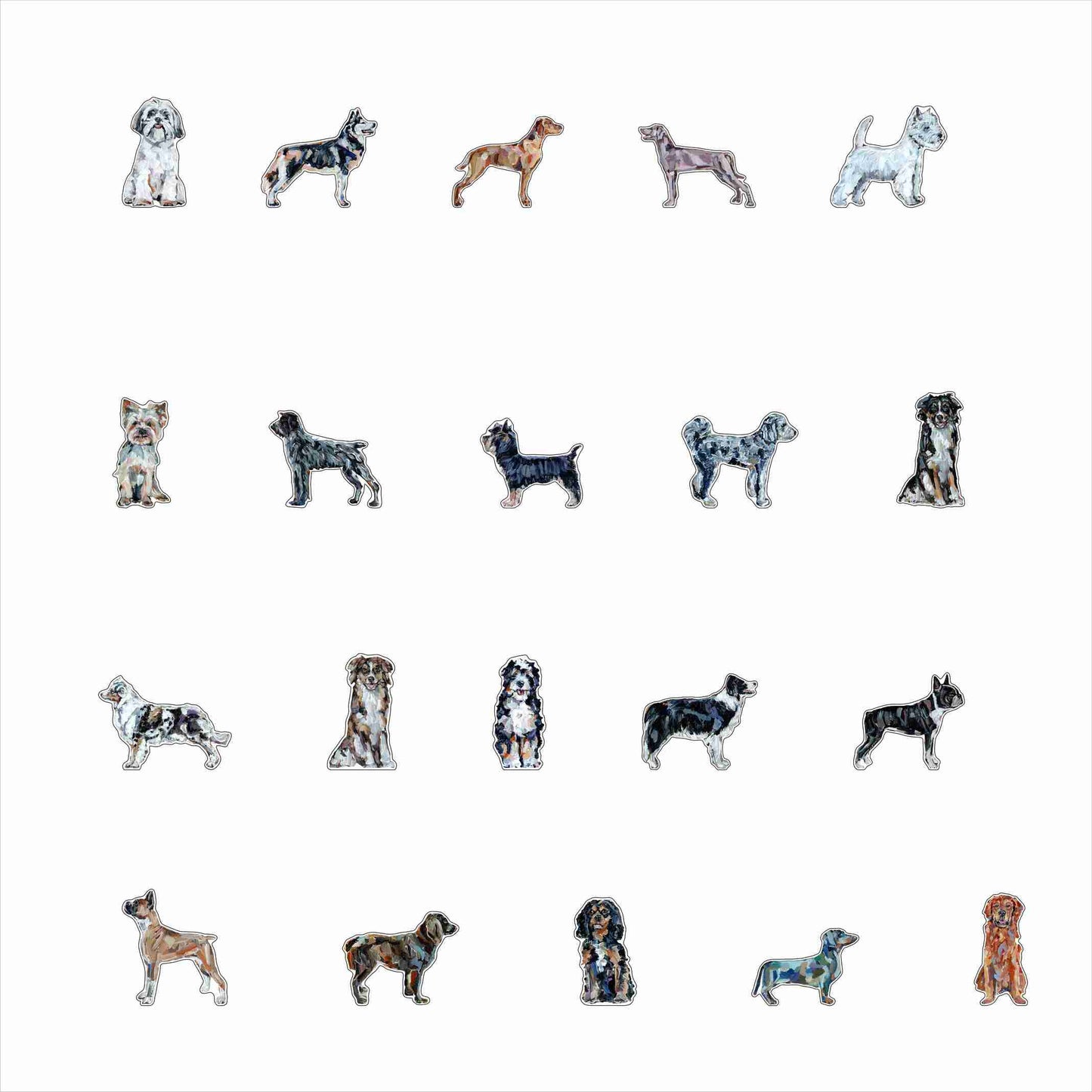 Different Dog Breeds: Acrylic Magnets