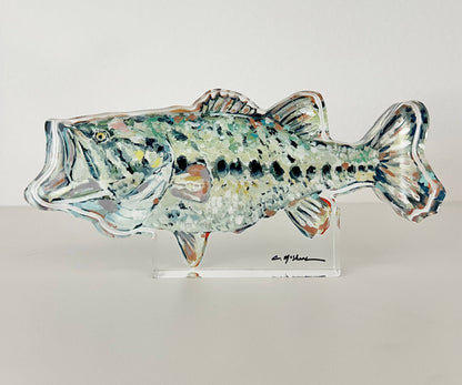 "Gone Fishin" Bass Acrylic Small Shlefie
