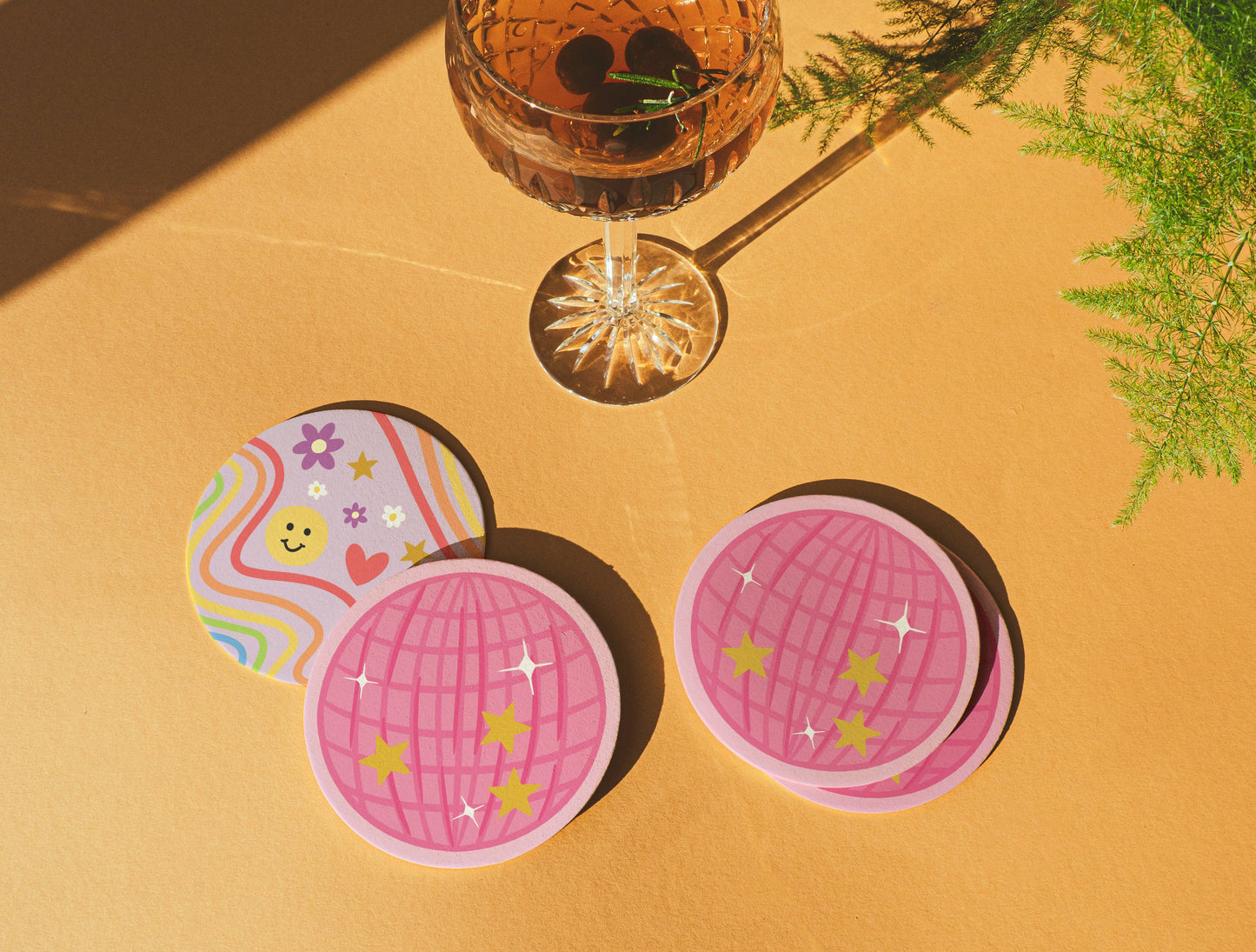 Disco Ball Double-Sided Coaster Set of 4