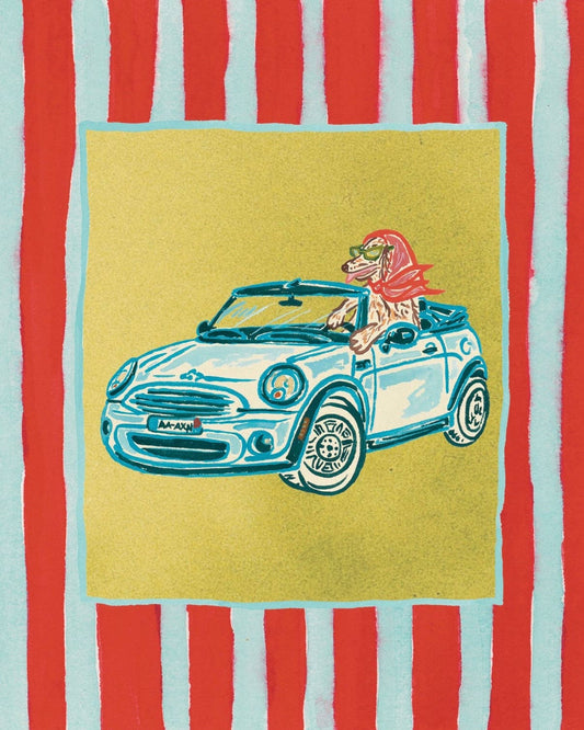 Dachshund Collection: Convertible Rides Fine Art Print: 5x7