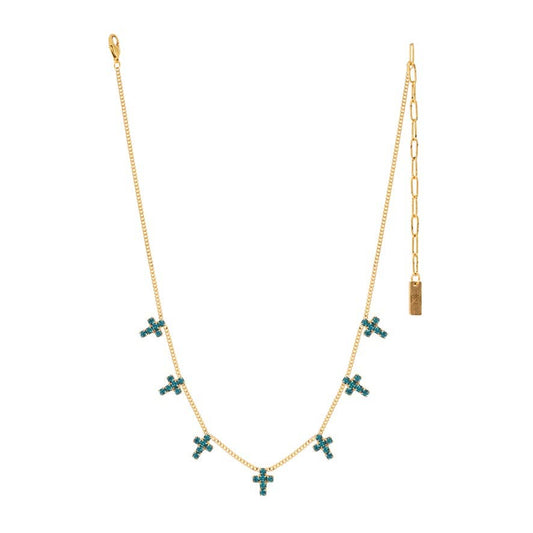 Multi Cross Necklace in Aqua Bohemica