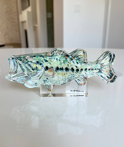 "Gone Fishin" Bass Acrylic Small Shlefie
