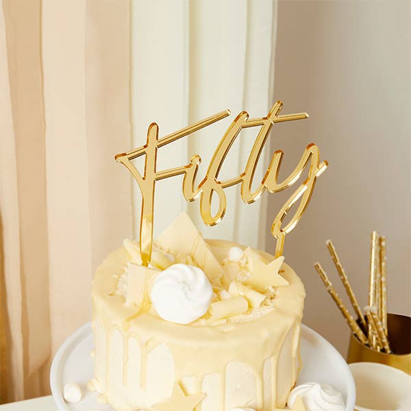 Gold 'Fifty' 50 Acrylic Cake Topper