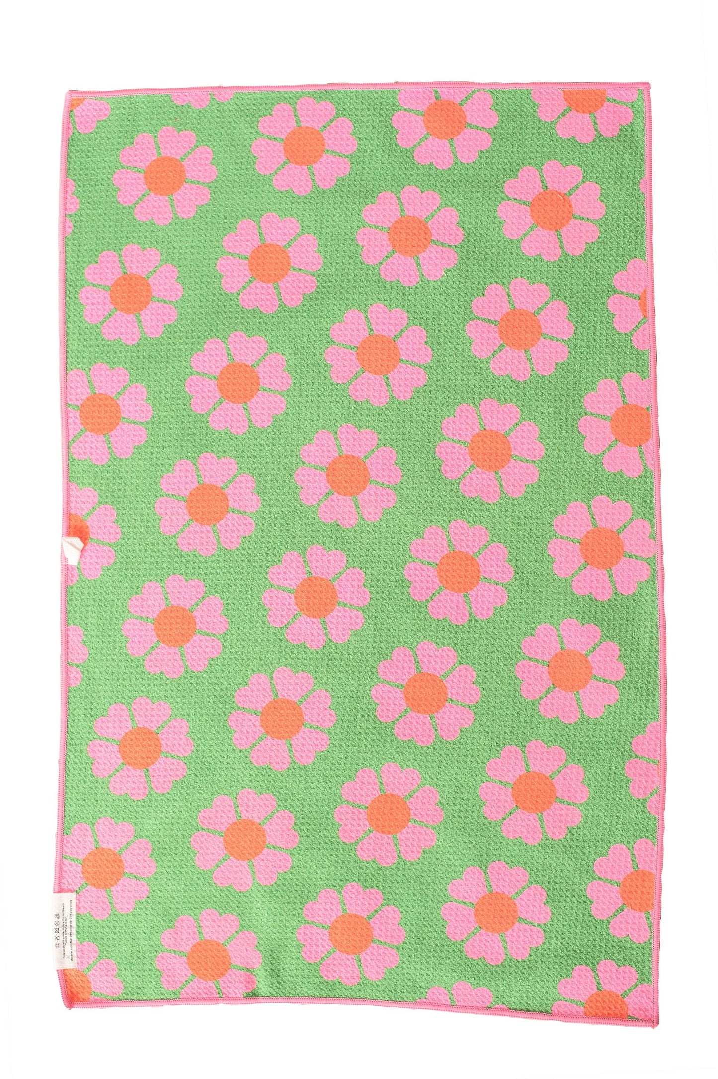 Reversible Hand Towel: Pink Tigers + Green Flowers