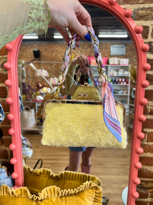 Glenda Gies Yellow Tweed “Trixie” Purse